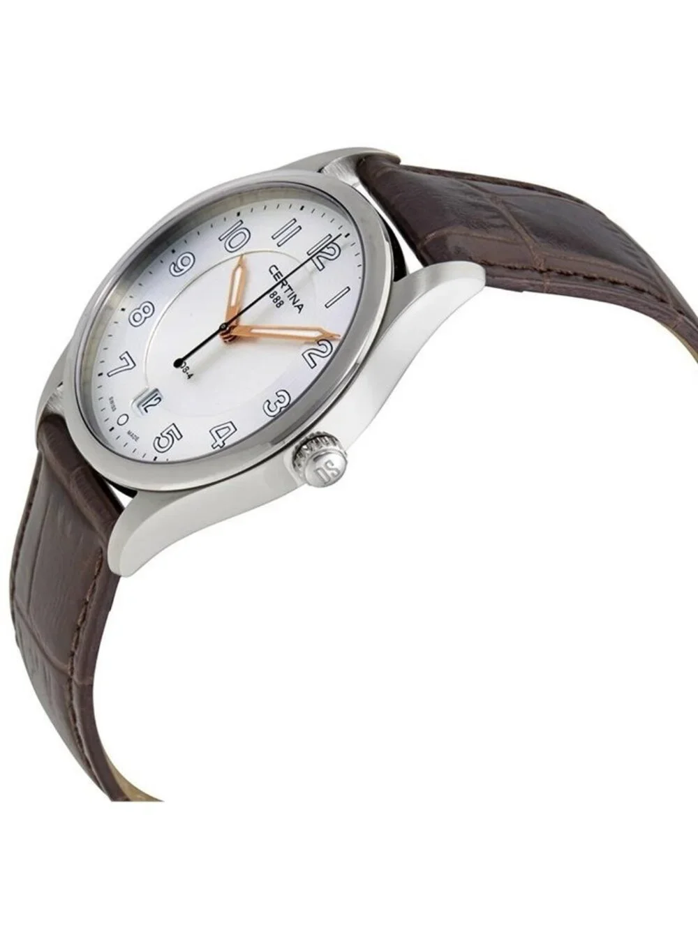 NWT Certina DS-4 Silver Dial Black Leather Watch
